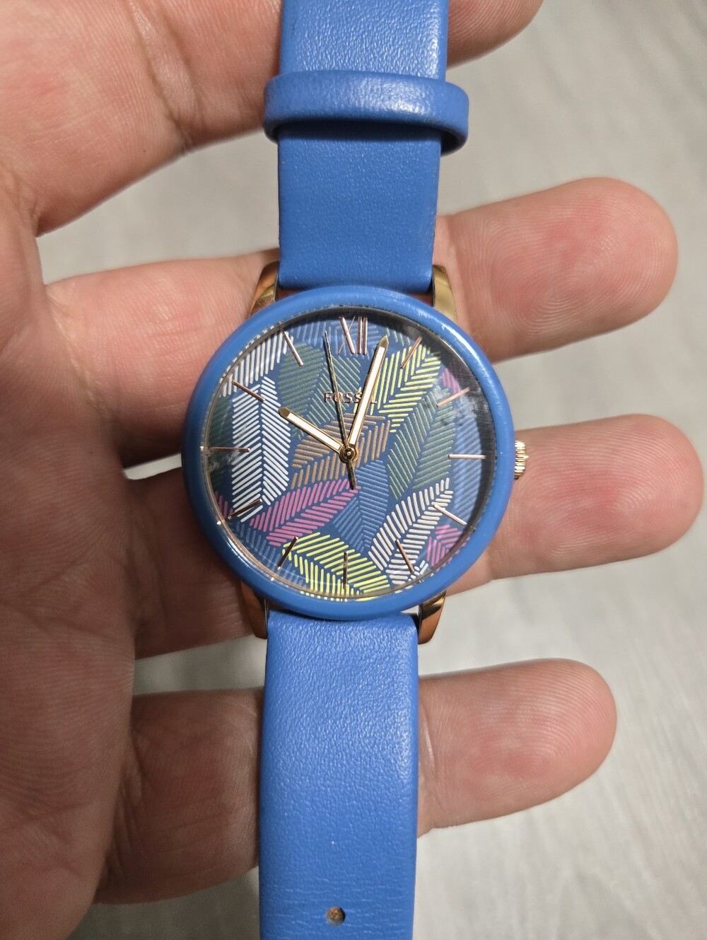 FOSSILFossil Cambry BQ3592 Ladies Multi Color Dial Blue Leather Strap